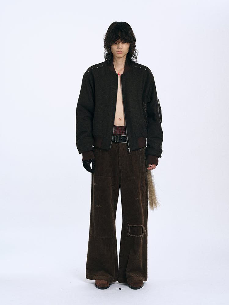 RECORDS INC. CLAY* Bomber Padded Baseball Jacket