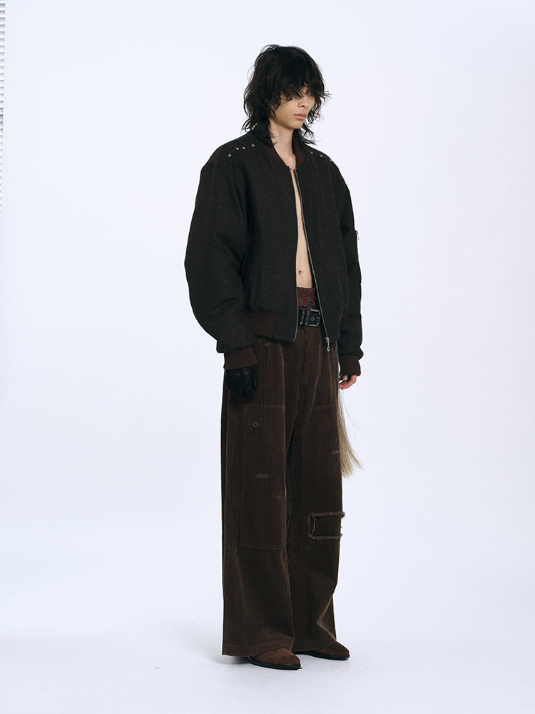 RECORDS INC. CLAY* Bomber Padded Baseball Jacket