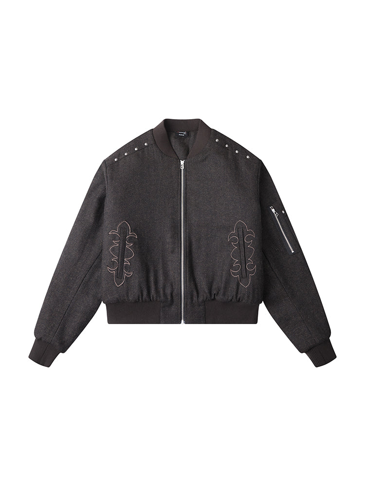 RECORDS INC. CLAY* Bomber Padded Baseball Jacket