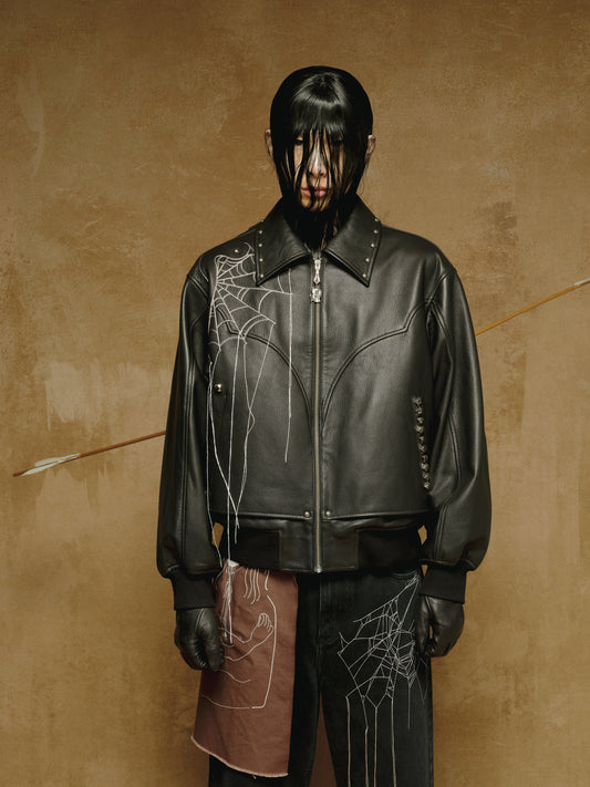 THE CURE LAMBSKIN LEATHER PUFFER JACKET